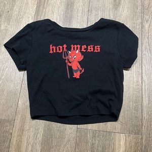 Garage black and red Hot Mess Crop Top